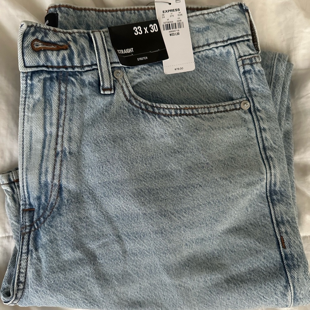 Express Men's Straight Jeans in Light Blue